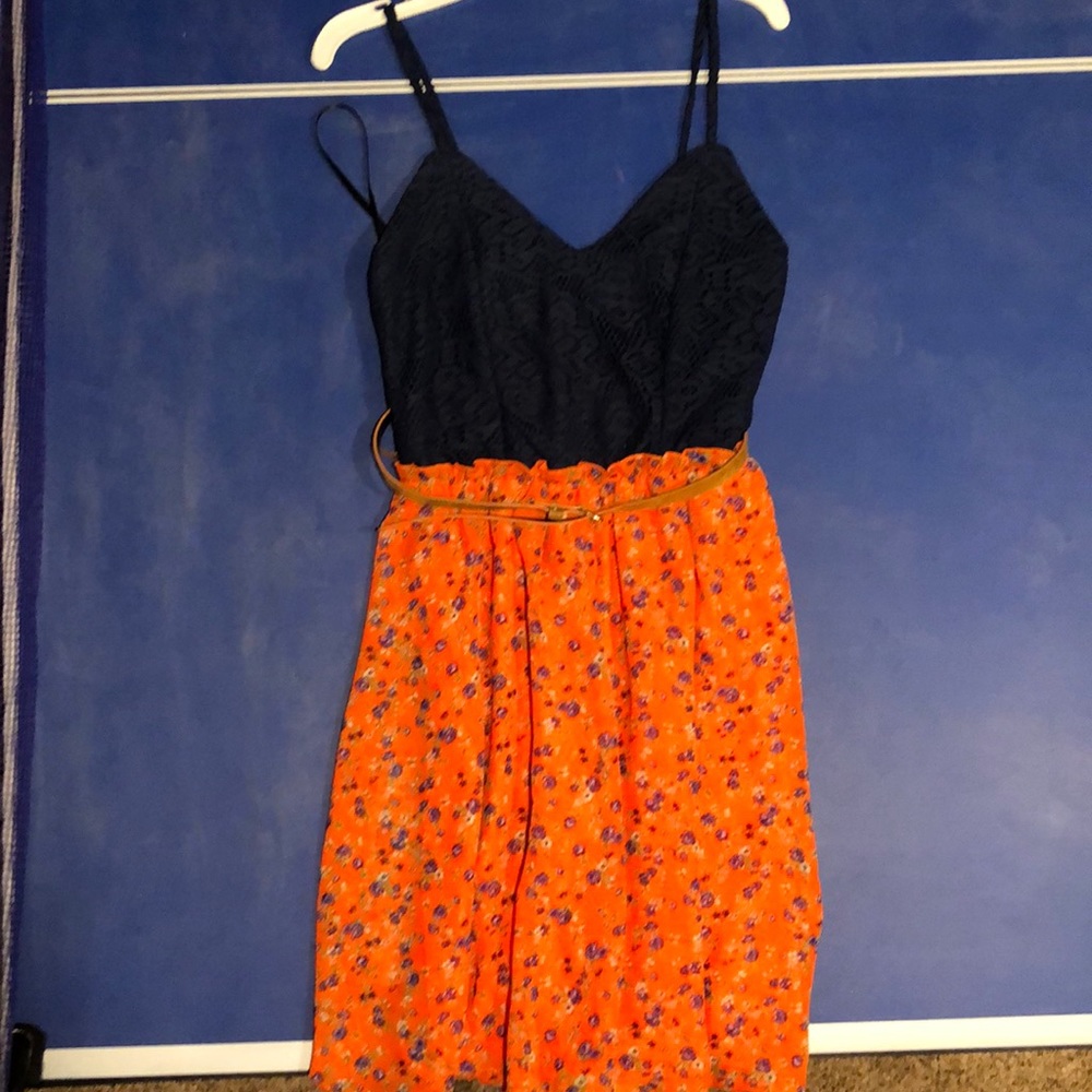 Navy and orange dress